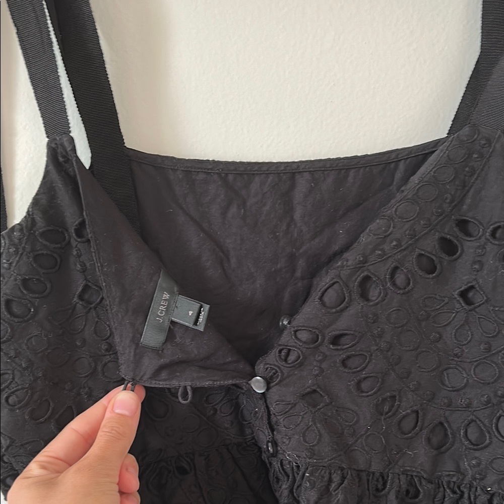 J. Crew Black Eyelet Peplum Blouse - Picture 2 of 3
